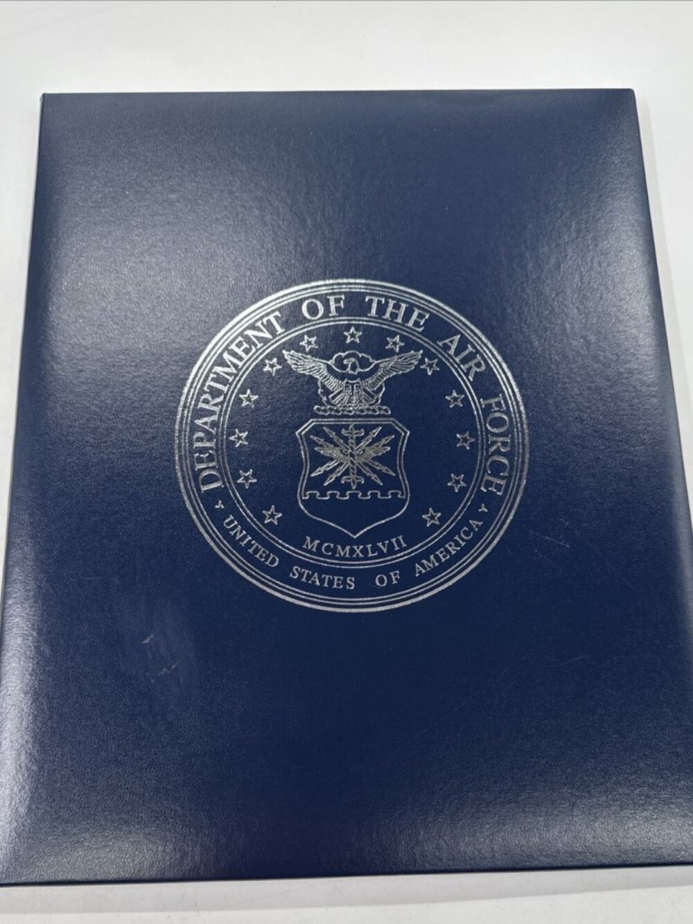Dept of Air Force Padded Blue Certificate Holder Folder Dual XL 15"x12" MCMXLVII